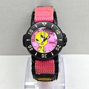 Womens Armitron Tweety Bird Pink Hook & Loop Band Watch New Battery Looney Tunes